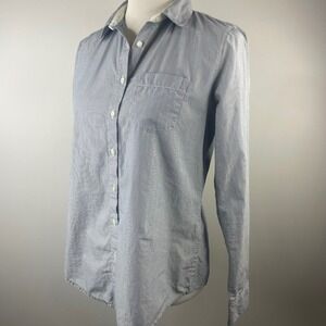Gap Womens Blue White Pinstripe Button Down Shirt 100% Cotton Medium 749983-01